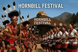 Naga tribal dance at Hornbill Festival in Nagaland with traditional attire and heritage backdrop