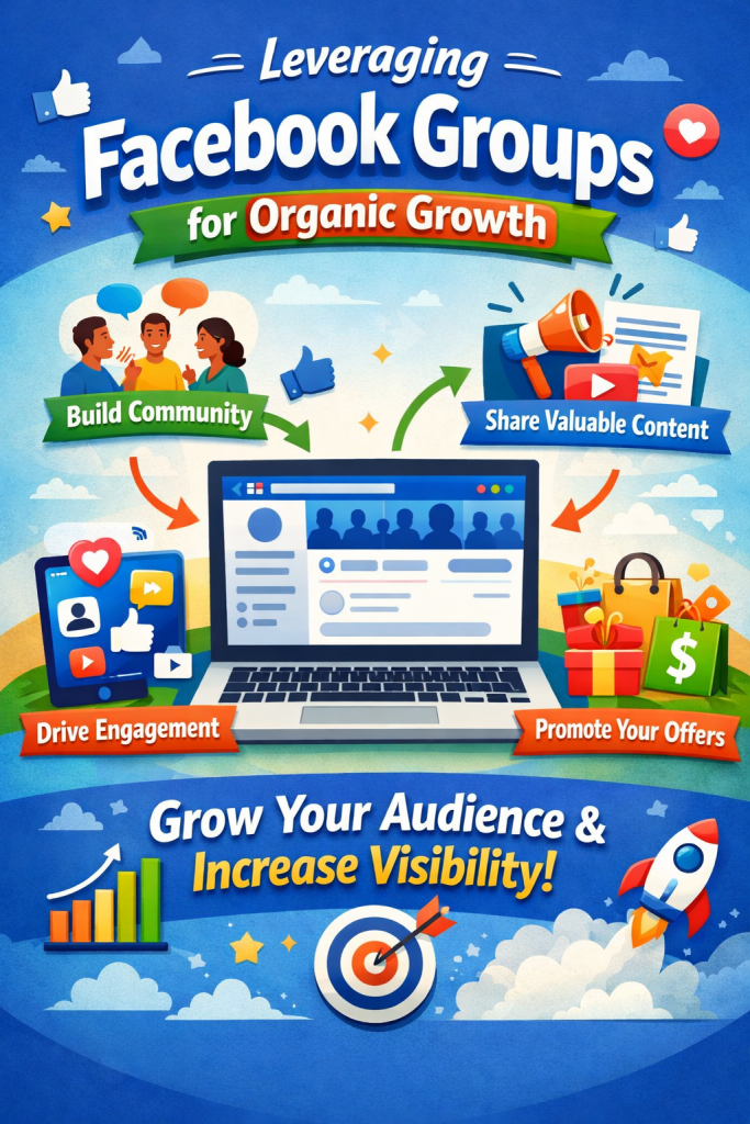 Leveraging Facebook Groups for Organic Growth – Build Community, Share Valuable Content, Drive Engagement, Promote Offers
